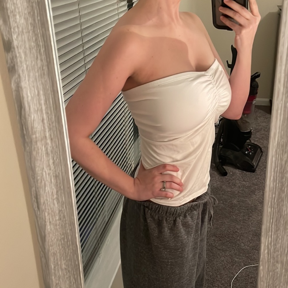 “Basic” strapless camisole with built in bralette! Not a crop top!